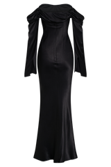 Giselle Off Shoulder Cowl Neck Maxi Dress - Black