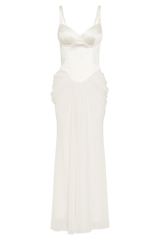 Leila Satin Corset Maxi Dress - Ivory