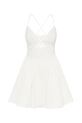 Muriel Cotton Mini Dress With Crochet - White
