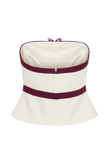 Aisha Strapless Suiting Top With Contrast Bows - Ivory