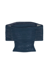 Arna Off Shoulder Mesh Crop Top - Midnight Blue