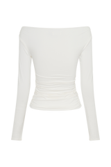 Jaden Off Shoulder Recycled Nylon Top - Ivory