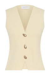 Malika Sleeveless Gold Button Vest - Lemon