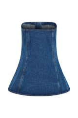 Lennox Strapless Long Line Button Top - Dark Blue