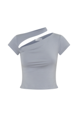 Aurelie Cut Out Short Sleeve Top - Slate Grey