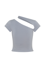 Aurelie Cut Out Short Sleeve Top - Slate Grey