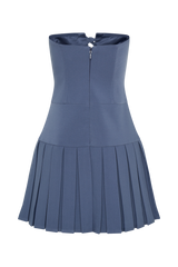 Naya Pleated Mini Dress With Ties - Steel