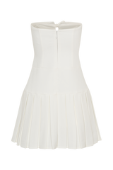 Naya Pleated Mini Dress With Ties - White