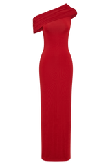 Cassandra Off Shoulder Slinky Maxi Dress - Red