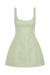 Beth Tweed Mini Dress - Pastel Green