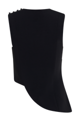 Astrid Asymmetric Sleeveless Suiting Top - Black