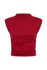 Ellia High Neck Sleeveless Top - Red