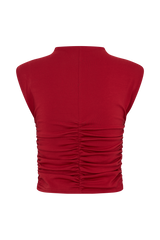 Ellia High Neck Sleeveless Top - Red