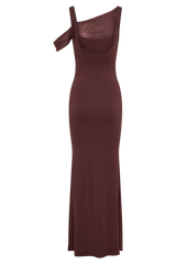 Janette Recycled Nylon And Mesh Sleeveless Maxi Dress - Mahogany