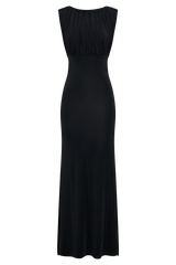 Malia Slinky Ruched Maxi Dress - Black