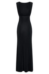 Malia Slinky Ruched Maxi Dress - Black
