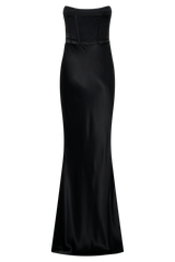 Harlow Satin Strapless Maxi Dress - Black
