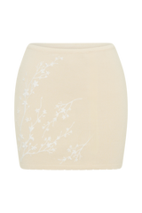 Monroe Embroidered Knit Mini Skirt - Cream And Ivory