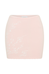 Monroe Embroidered Knit Mini Skirt - Baby Pink And Ivory