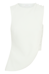 Astrid Asymmetric Sleeveless Suiting Top - White