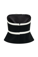 Aisha Strapless Suiting Top With Contrast Bows - Black & White