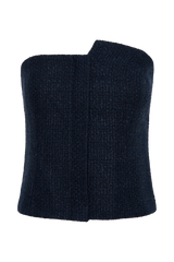 Parker Boucle Strapless Asymmetric Top - Midnight Blue