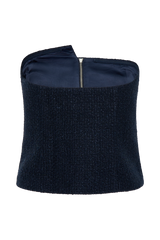 Parker Boucle Strapless Asymmetric Top - Midnight Blue