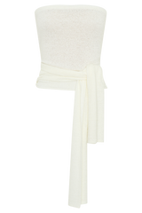 Phoebe Strapless Tie Knit Top - Ivory