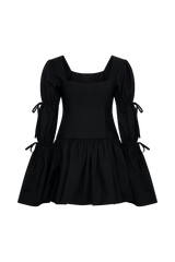 Raine Long Sleeve Cotton Mini Dress - Black