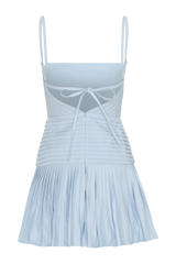 Rylee Multi Pleat Mini Dress - Ice Blue