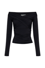 Jaden Off Shoulder Recycled Nylon Top - Black