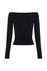 Jaden Off Shoulder Recycled Nylon Top - Black