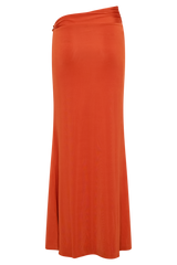 Ainsley Asymmetrical Maxi Skirt With Floral Hardware - Burnt Orange