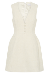 Danna Boucle Mini Dress With Pleats - White