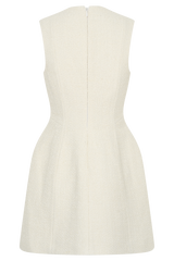 Danna Boucle Mini Dress With Pleats - White