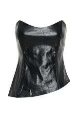 Allana Faux Leather Strapless Top - Black