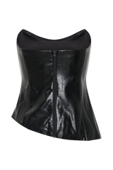 Allana Faux Leather Strapless Top - Black