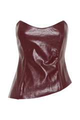 Allana Faux Leather Strapless Top - Cherry Red