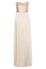 Larissa Satin Maxi Dress With Ruched Petals - Blush Gold
