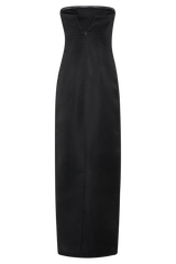 Cyrill Strapless Satin Structured Maxi Dress - Black