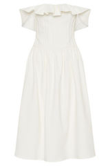 Orla Strapless Cotton Midi Dress - White