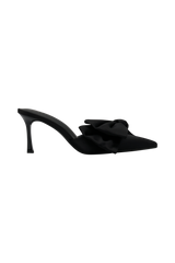 Elena Pointed Satin Bow Heel - Black