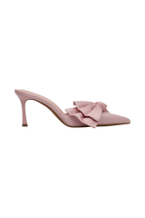 Elena Pointed Satin Bow Heel - Pastel Pink