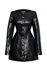 Nancy Faux Leather Mini Dress - Black