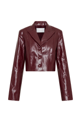 Oli Faux Leather Long Sleeve Top - Cherry Red