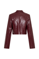 Oli Faux Leather Long Sleeve Top - Cherry Red