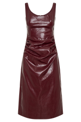 Sonia Faux Leather Midi Dress - Cherry Red