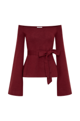 Kyle Off Shoulder Knit Top - Cherry Red