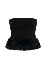Jacklyn Strapless Faux Fur Top - Black