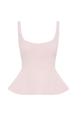 Korrie Suiting Peplum Top - Powder Pink